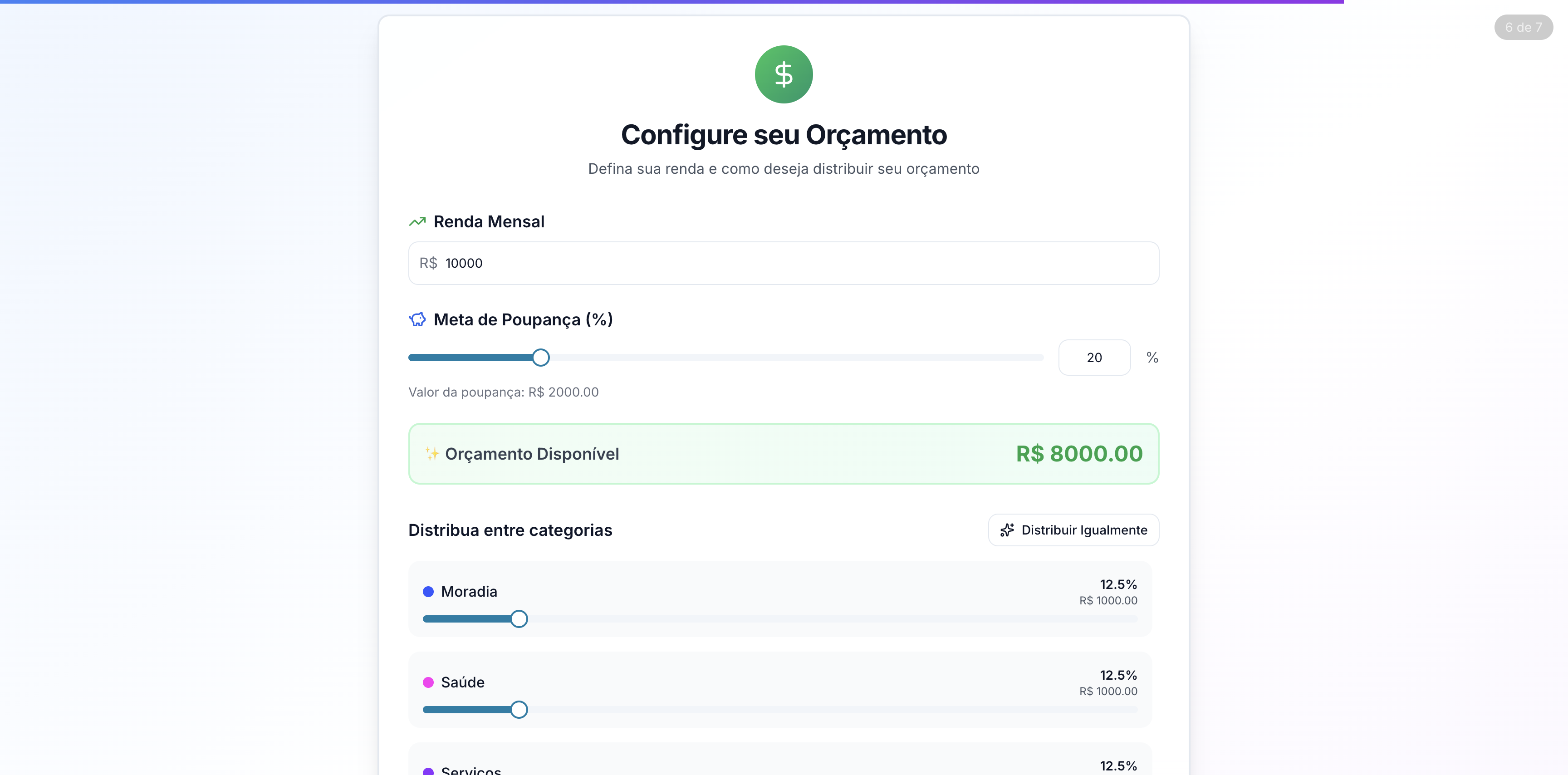 Configuração de Orçamento